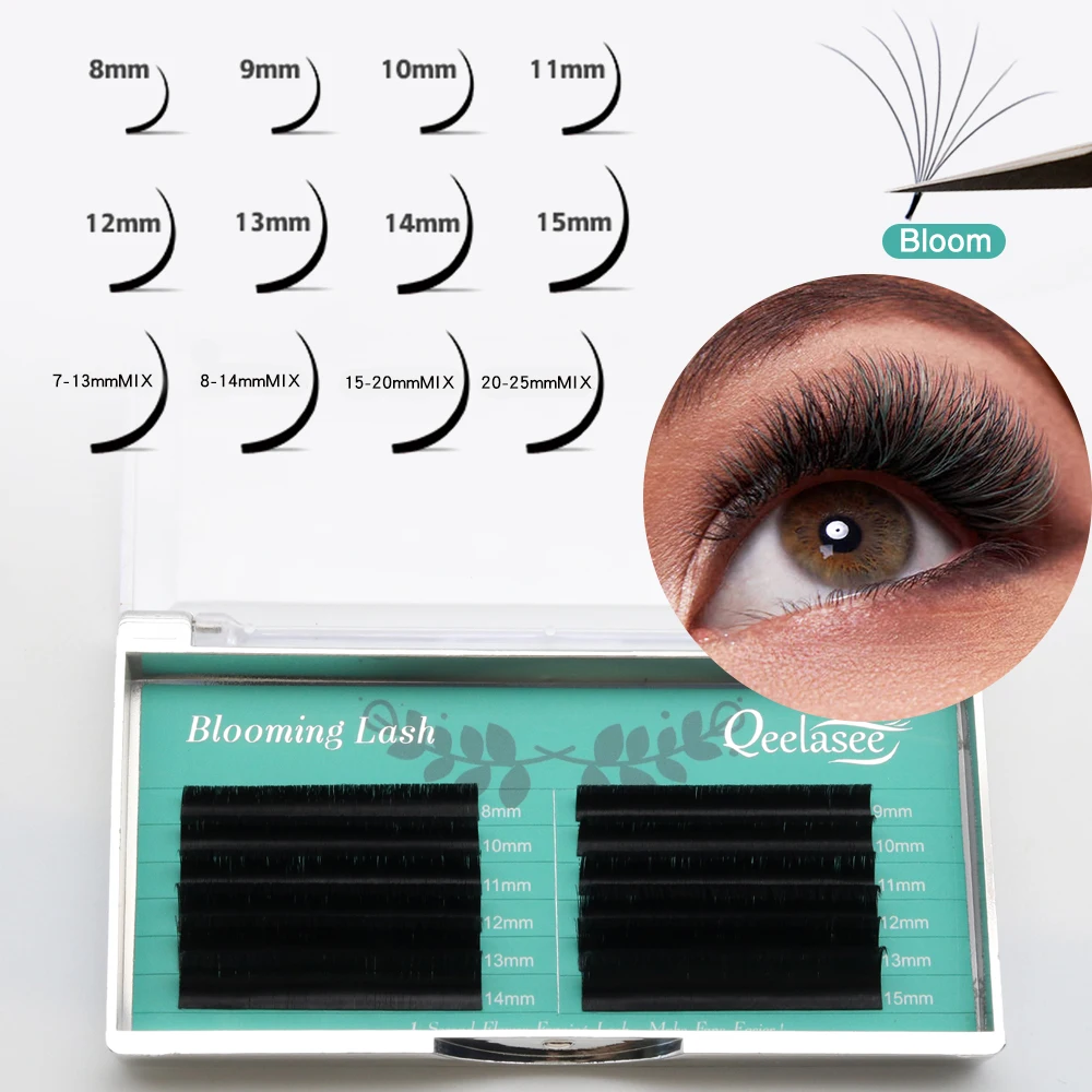 New Korea PBT black natural easy fanning lash extension smart volume lashes auto blooming lashes easy fan eyelash extension mink