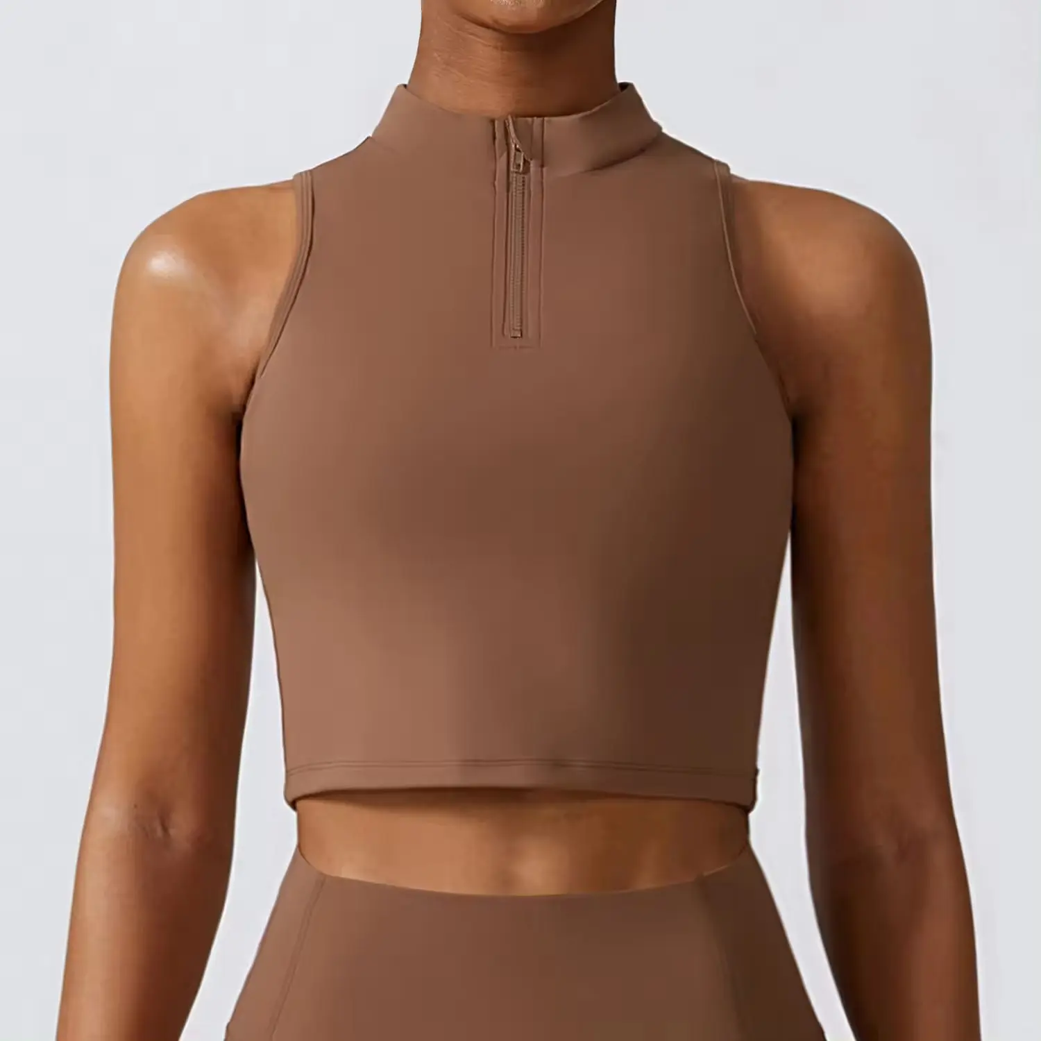 Zipper High Strength Sports Tank Top Shockproof Gathering Running Fitness Clothing Nude Feeling Tight Yoga Bra