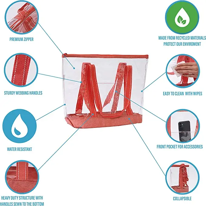 OEM ODM PVC Clear Tote Bags Tasche Frau Ladies Purses And Handbag Sac A Main Pour Femm Trendy Bags Luxury Transparent Beach Bags