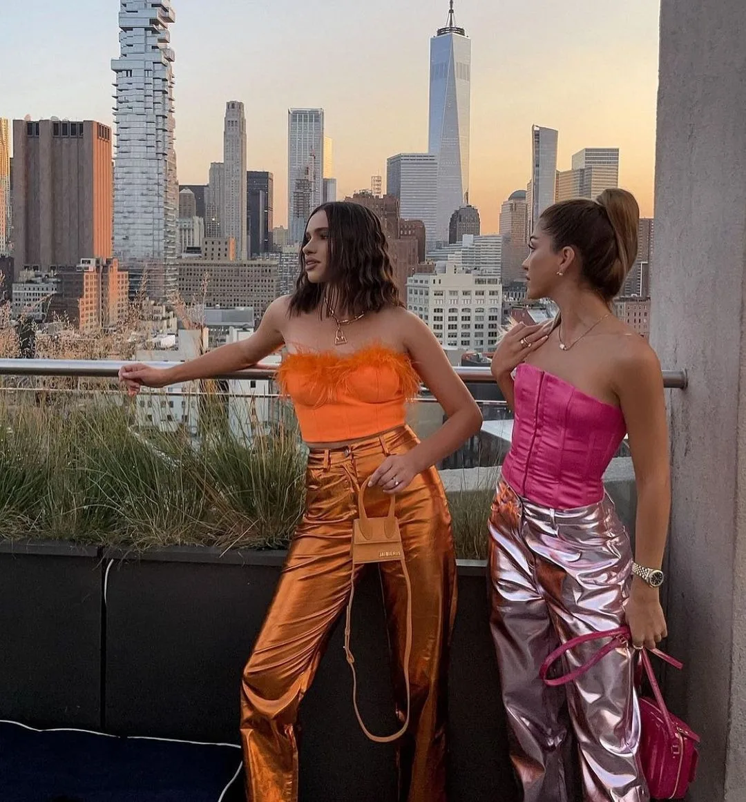 2023 Spring and Autumn Fashionable High Waist PU Leather Pants Women Candy Color Casual Ladies Pants