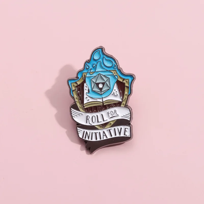 Roll for Initiative Blue Flame Brooch Enamel Pin Game Peripherals Dice Badge Jewelry Backpack Lapel Accessories Gift Wholesale