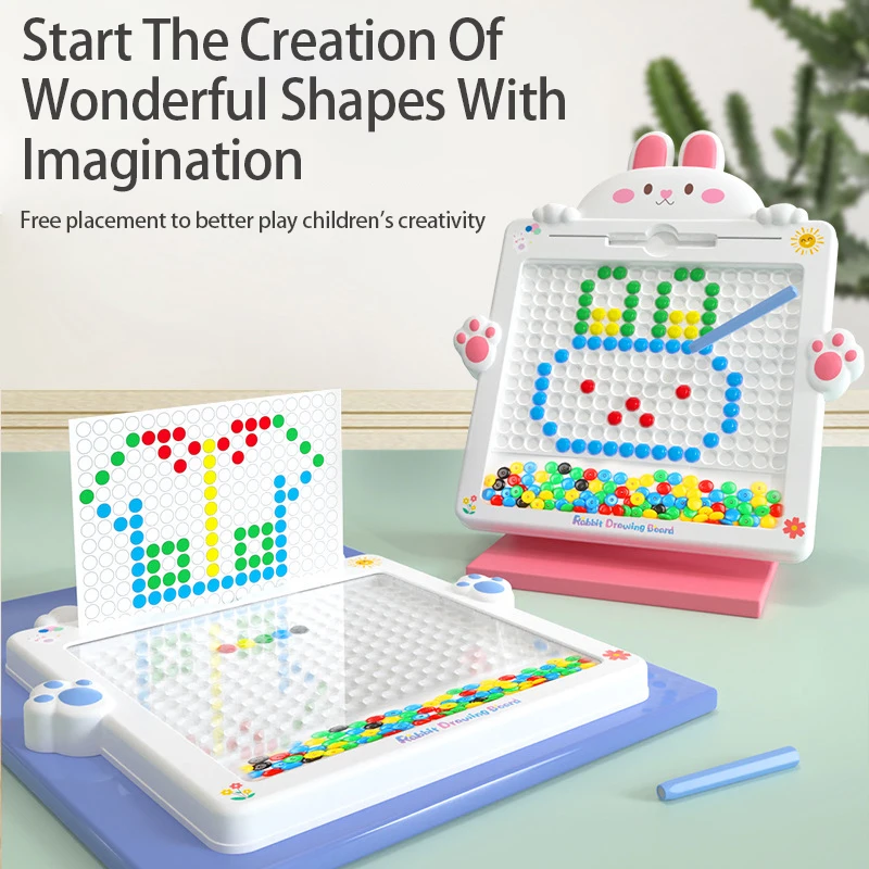 SL Magnetic Drawing Board Toys With Pen And 50 Colorful Beads Educational Toys Kids Learning Painting Puzzle Game Doodle Board