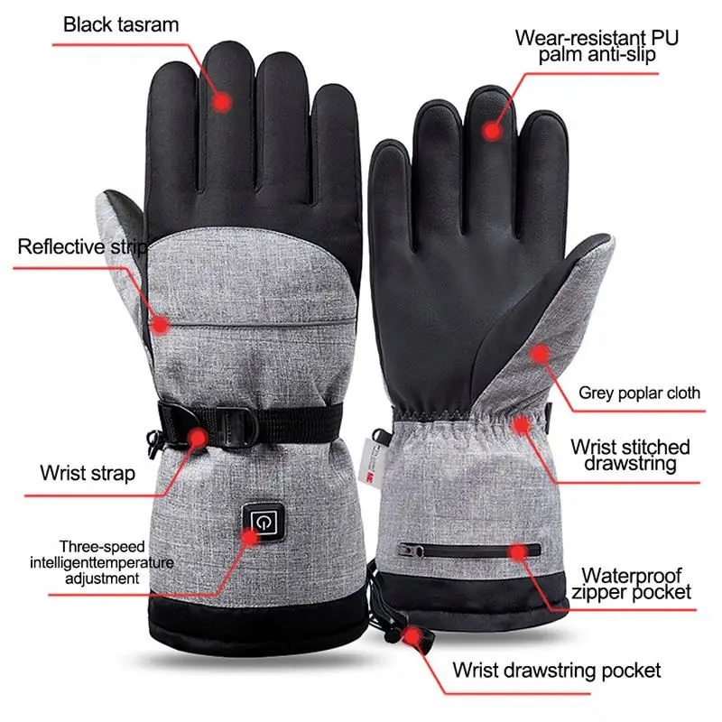 Winter Ski Motorcycle Fishing Rechargeable Battery Heating Gloves