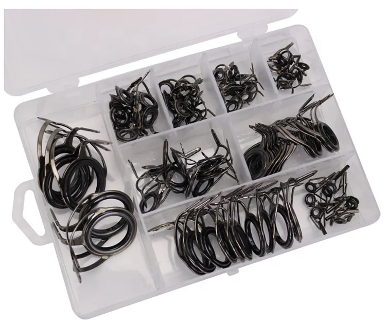
85Pcs/Box Mixed Size Fishing Rod Guide Tip Top Ring Circle Pole Repair Kit Set Fishing 