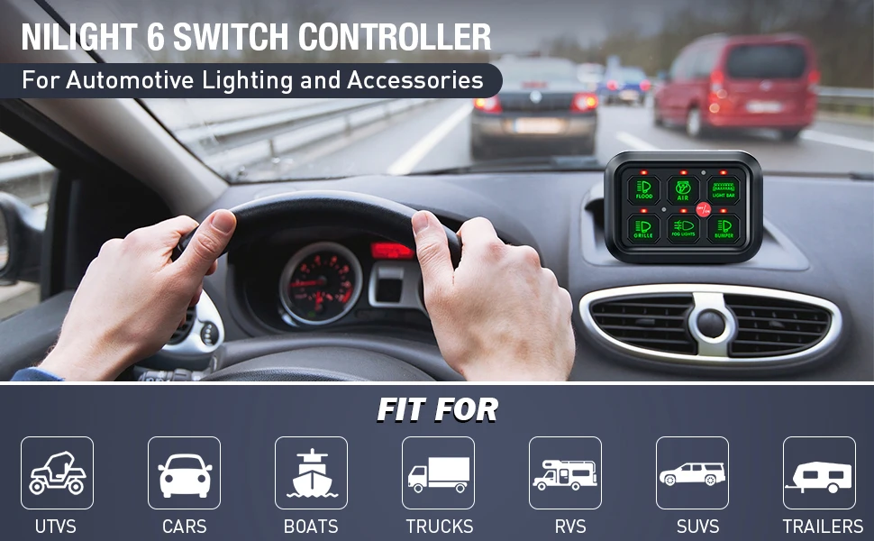 Automatic Dimmable ON-Off LED 6 Gang Switch Panel Relay System Circuit Control Box for Car Accessories