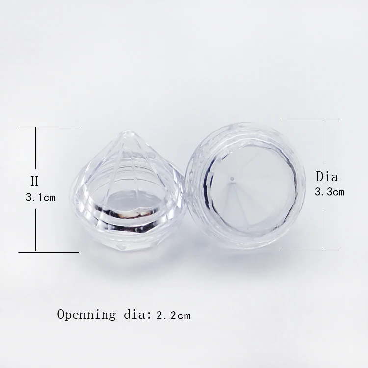 empty plastic clear 5g diamond jar