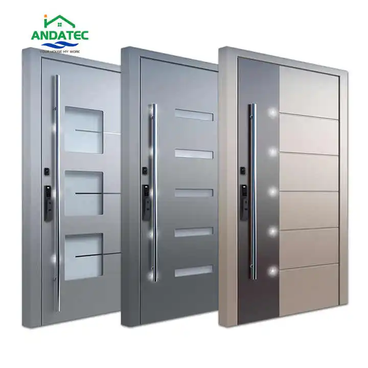 ANDA Custom security steel doors waterproof thermal insulated aluminum panel entrance door with smart lock