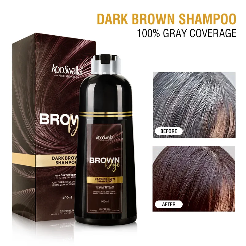 private label factory price herbal natural darkening  light brown magic black hair color shampoo hair dye for white gray hair