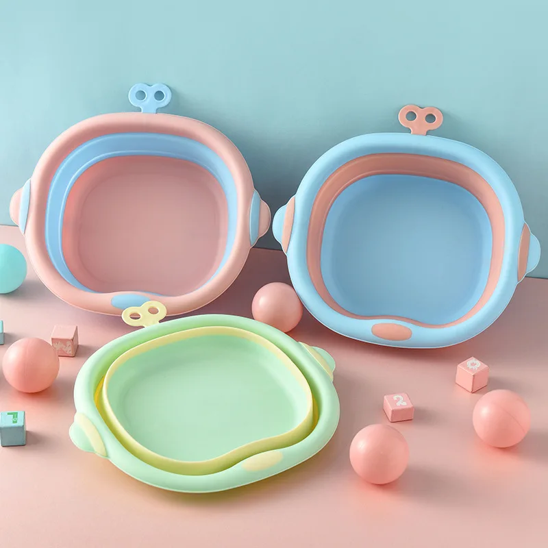 Environmental Thickened Baby Folding Bathtub Multipurpose Cartoon Design 4L Portable Baby Wash Basin