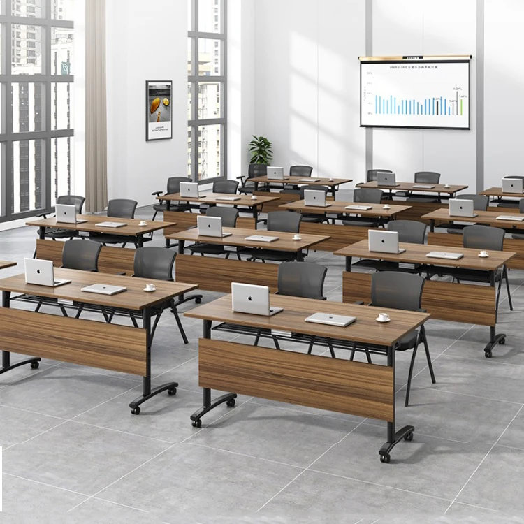 Laminated top moveable folding seminar table conference room meeting negotiating table system