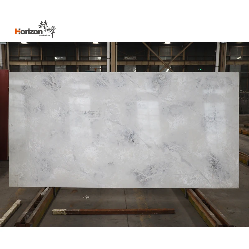 Horizon  pure white marble look artificial quartz stone for kitchen worktop quartz slabs