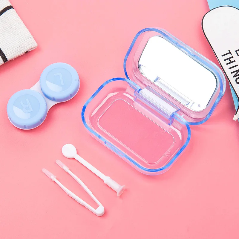 2021Lovely Candy Color Contact lens case Travel Glasses Lenses Box For Unisex Eye Care Kit Holder Container Support Gift
