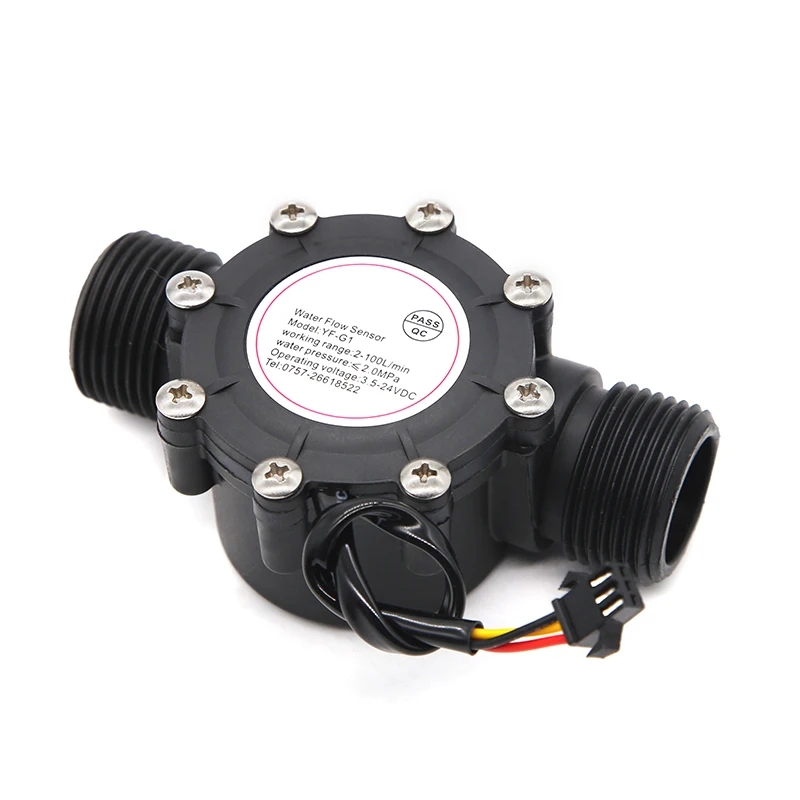 DN25 NPN Hall Flow Sensor Nylon Plastic Flowmeter Switch 1 Inch 1.75MPa DC3.5~24V Turbine Water