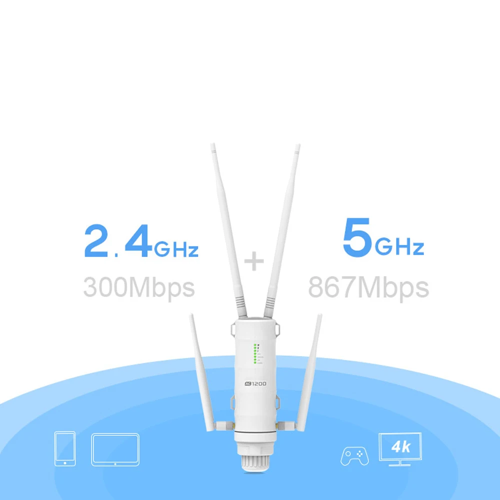 High Quality Hotsale  WIFI5 AC1200 Dual Band Outdoor 4G LTE CPE Router WIFI5 Outdoor Router Outdoor Waterproof AP POE Router