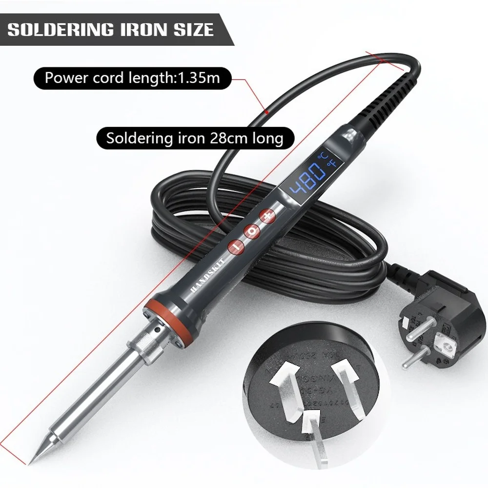100W High Power LCD Digital Display Electric Soldering Iron With Switch Sleep Function Welding Equipment Repair Tools