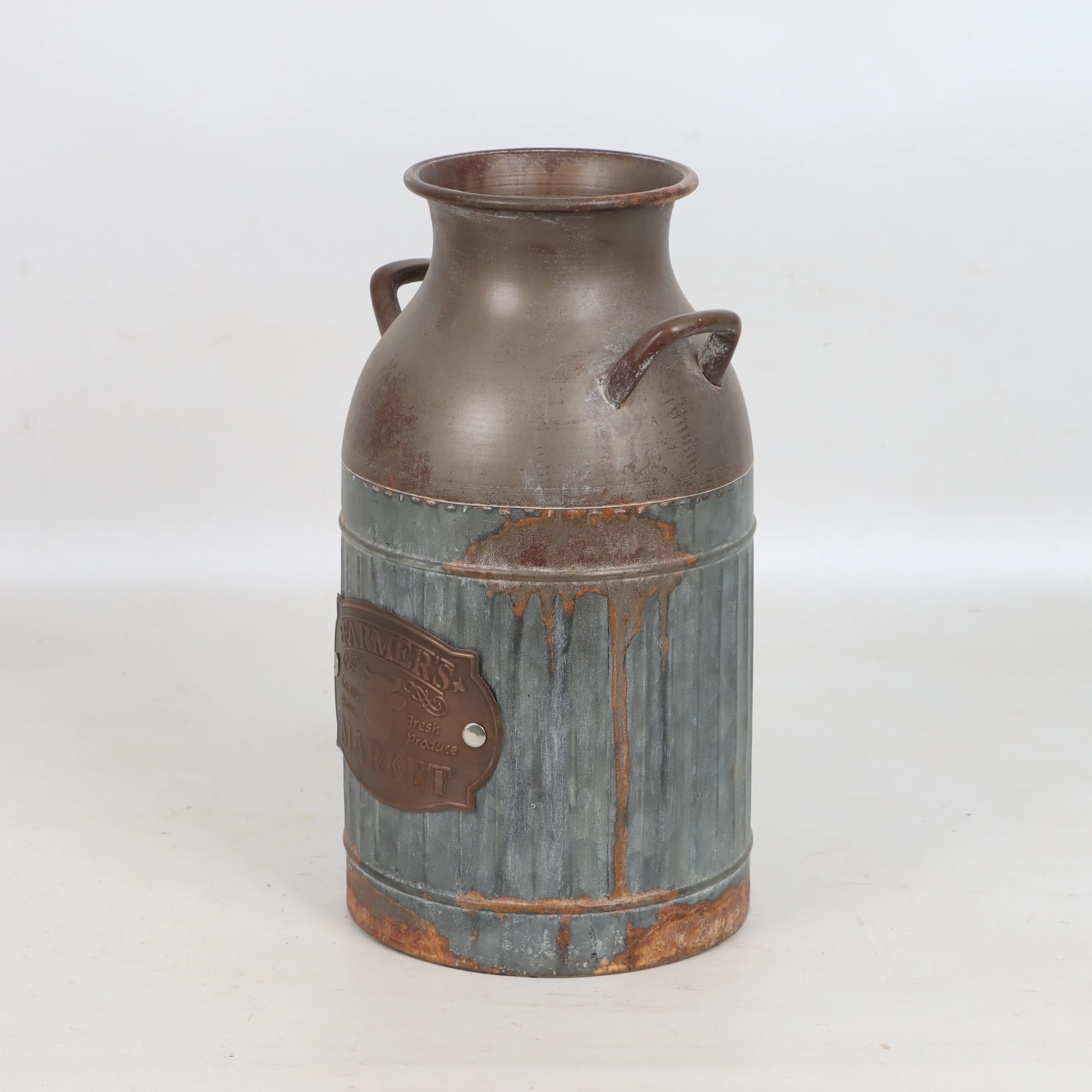 HYKING Shabby Chic Flower Vase Vintage Farmhouse Jug Vase Metal Rustic Vase Holder for Home Decor