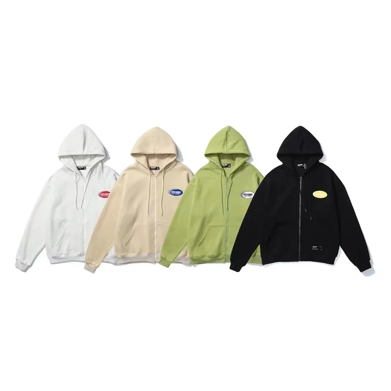 Manufacturer Wholesale Men Blank Custom Embroidery Logo Cotton French Terry Full Zip Up Hoodie