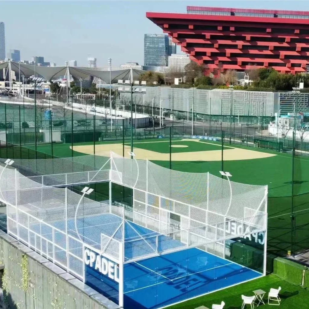 WPT Padel Tennis Grass Court Panoramic Indoor Outdoor Sport Court with Steel and Glass Material Padel Court