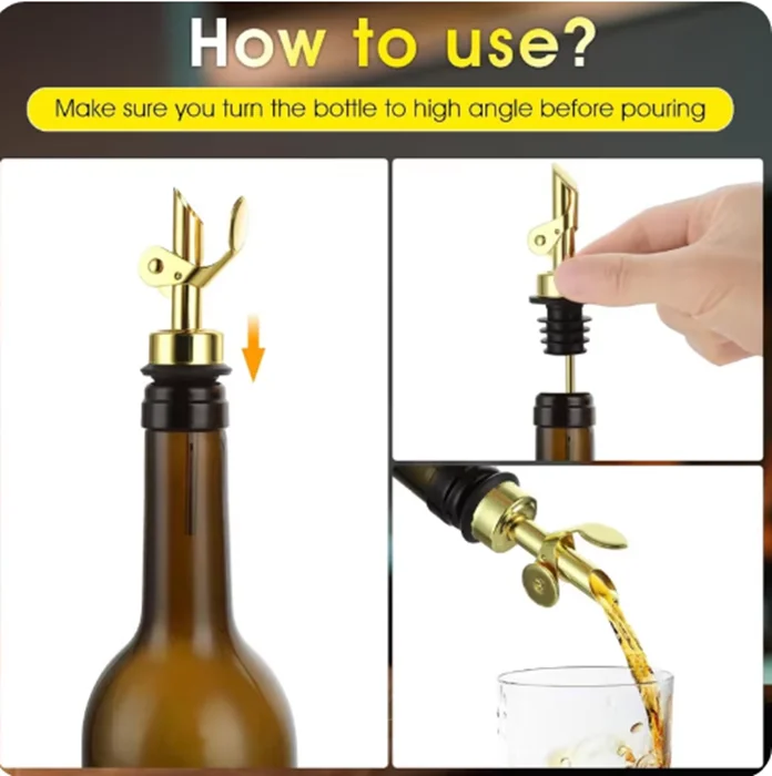 Home Bar Accessories Automatic Flip Liquor Pour Spout Olive Oil Dispenser For Wine Bottles Pourer Stainless Steel Pouring Spout