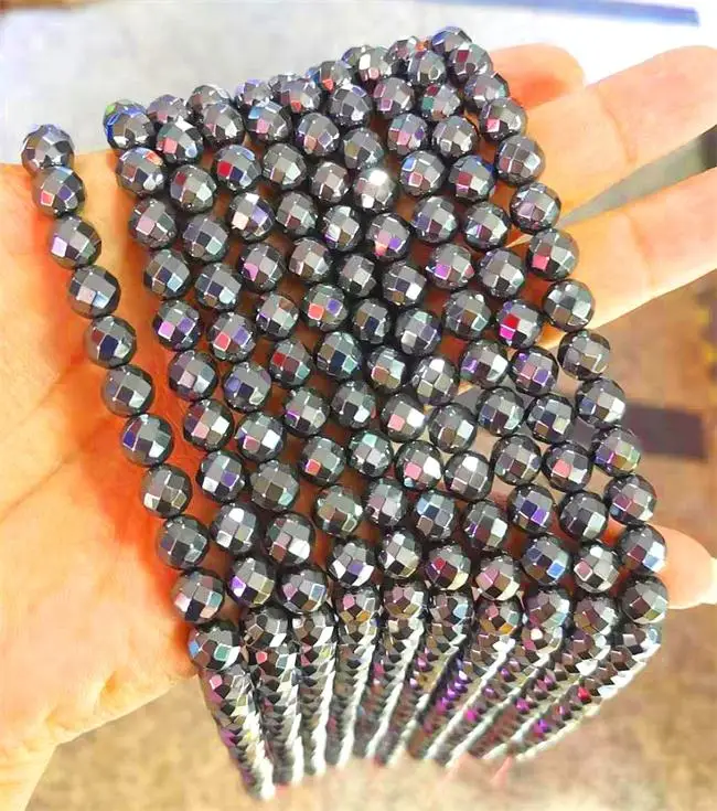 Wholesale A Grade Natural Smooth Gemstone  Hematite Cutting Loose Faceted Stone  beads