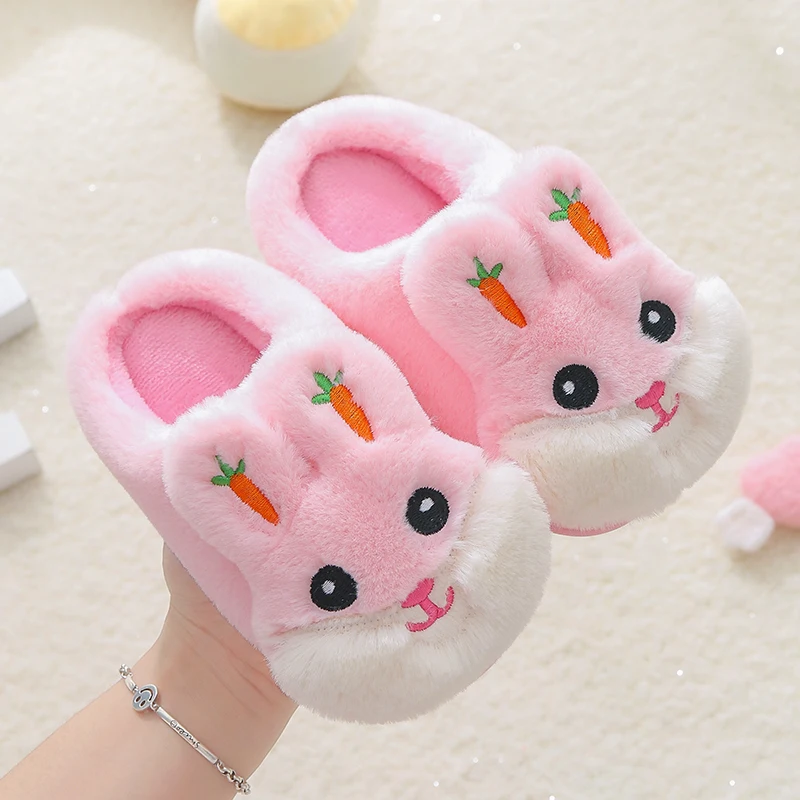 2021 new arrival Kids Cotton Footwear Lovely Little Bunny Warm Plush Shoes Anti-skid Slippers For Kids Slides slippers