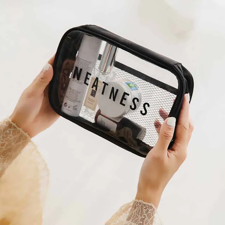 Wholesales  Colorful 3 Sets Clear PVC Travel Cosmetic Bags transparent cosmetic bag