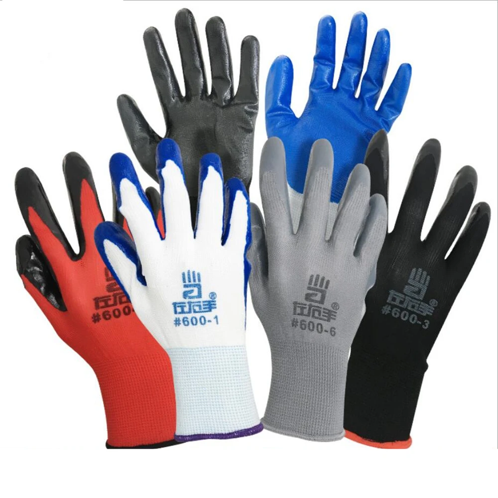 42g 13 Knitted Polyester Flat Finishing Nitrile Coating Safety Working Gloves