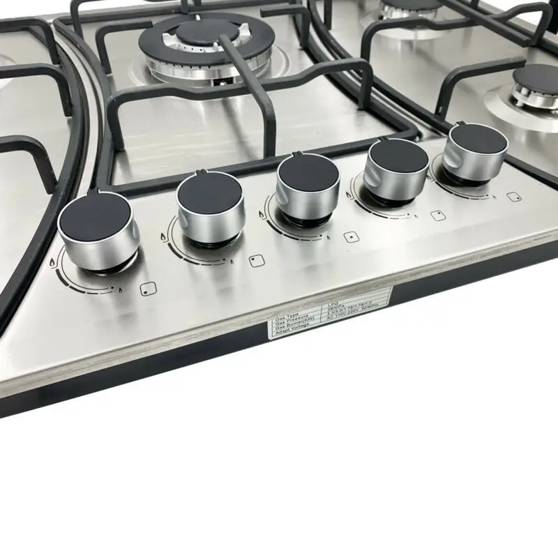 Household 30 Inch 5 Burners LPG Cooking Stove Electronic Ignition Built-in Camping Stainless Steel Gas Cooktops