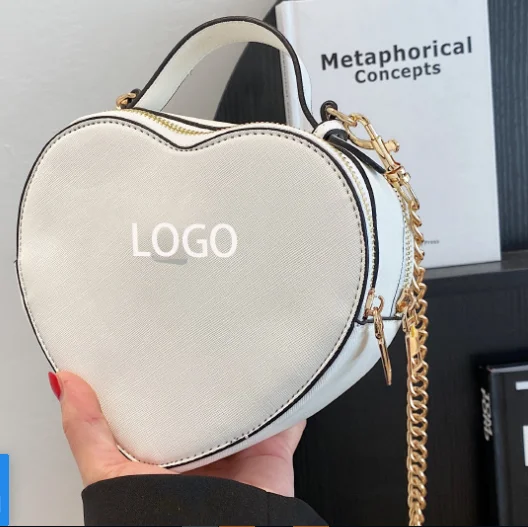 2024 NEW YCH pu Bolsos De Mujer Ladies heart shape Purses Handbags double zipper Women chain cross body messenger Hand Bags