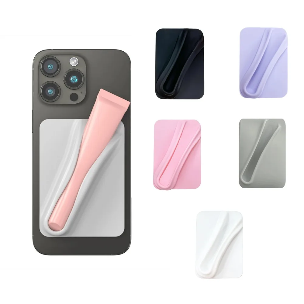 Silicone Lip Holder for Cell Phone Lipstick Lip Gloss Phone Case Back Stick On Holder for iPhone and Android Phones