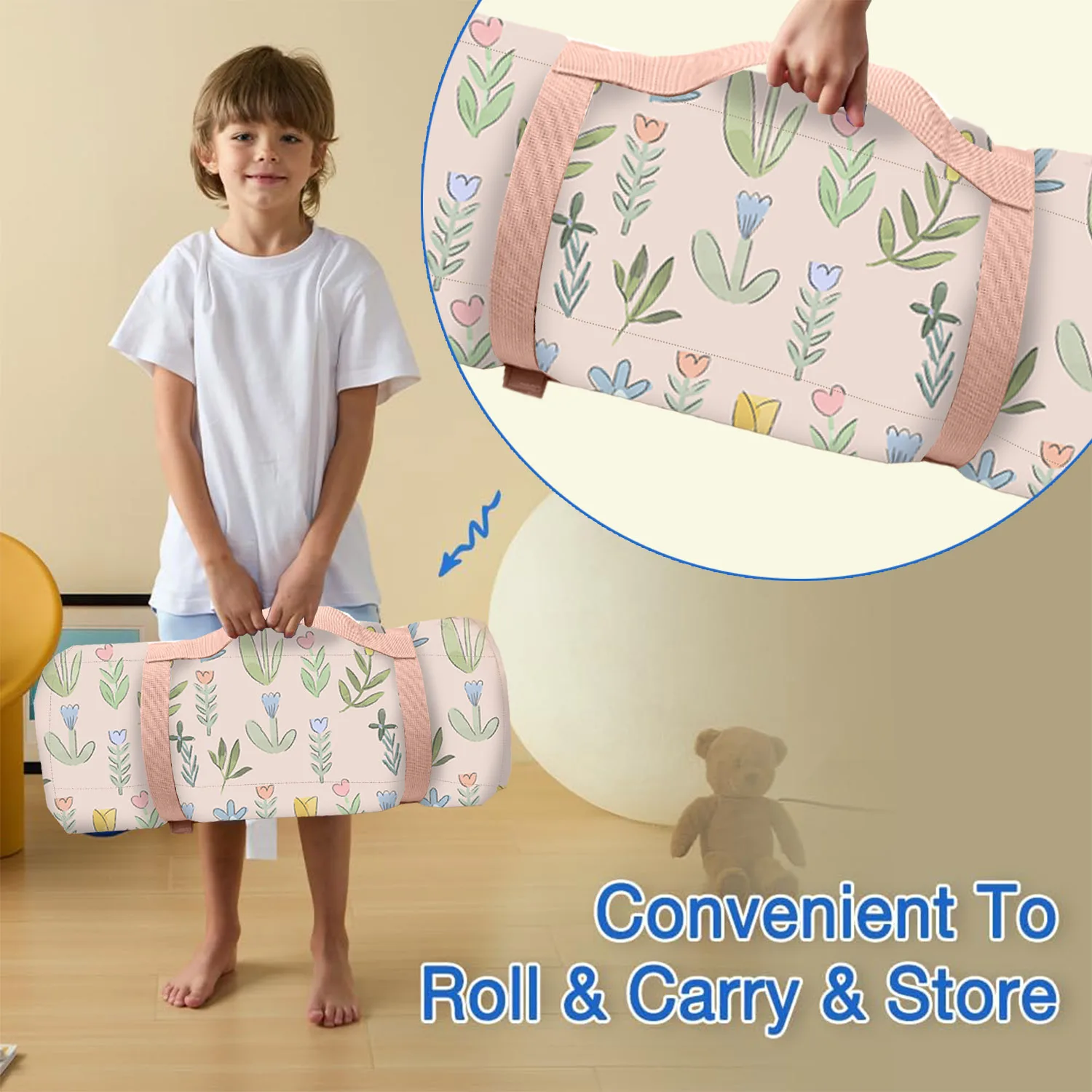 OEM Design Toddler Sleeping Kids Bag Nap Mat with Removable Pillow Soft Perfect for Kids Preschool, Daycare Polyester material