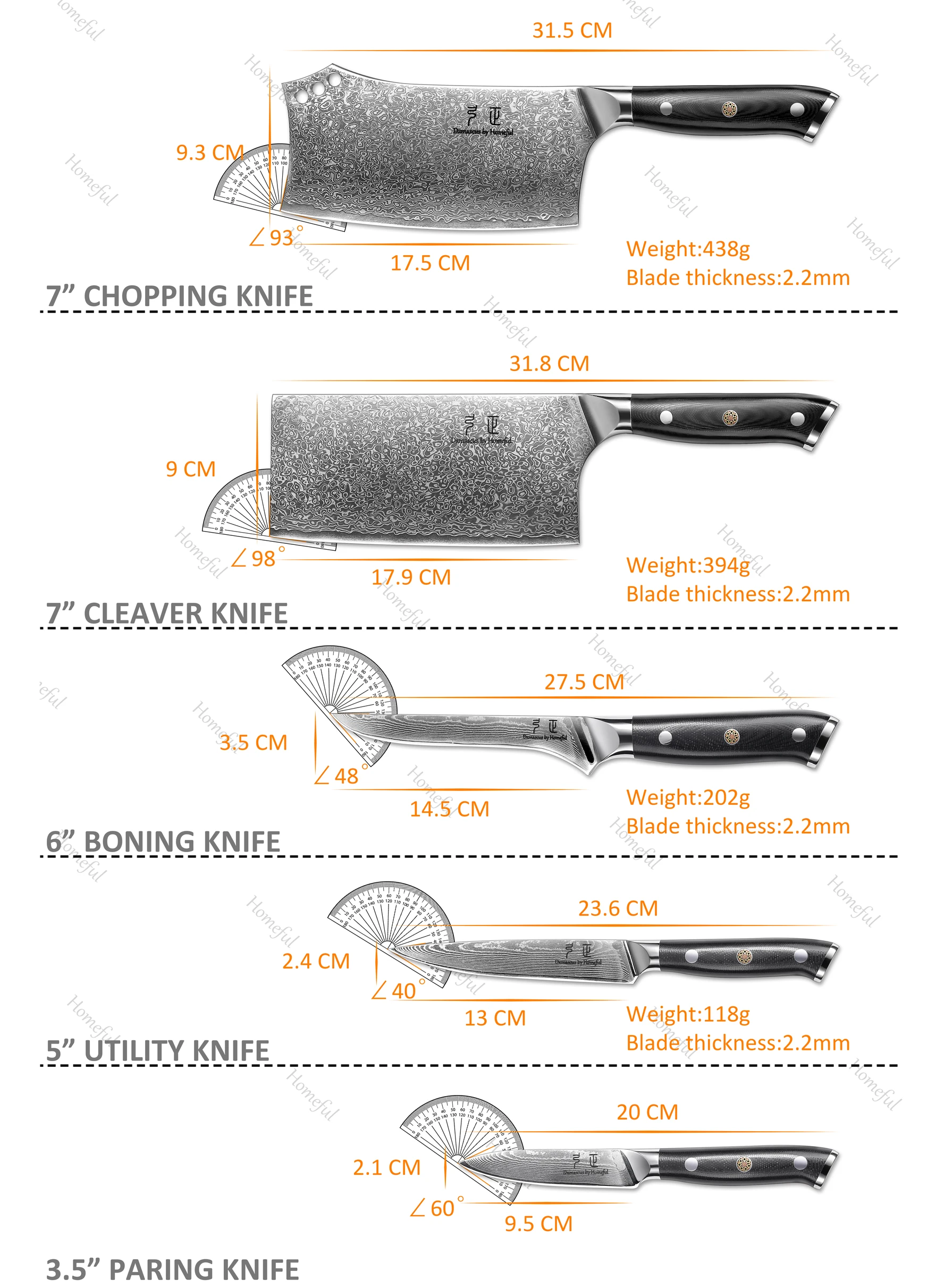 Japanese VG10 Steel Fishing Fillet and Boning Knife 6 Inches Damascus Blade for Kitchen Use