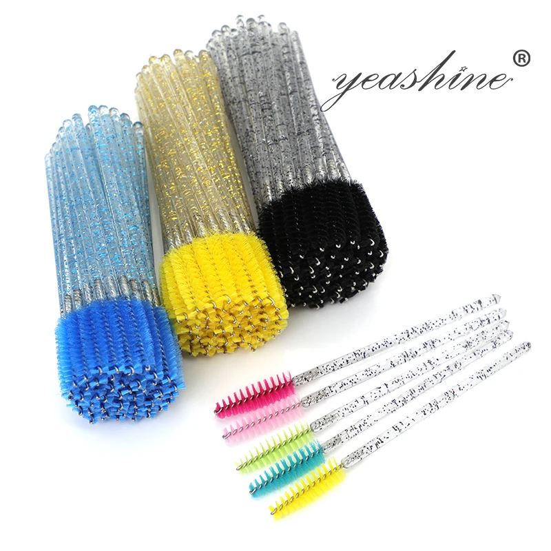 Eyelash Brush Disposable Glitter Pink Eye Shadow Key Chain Spoolie Lash Lashwands Mascara Wand Applicator