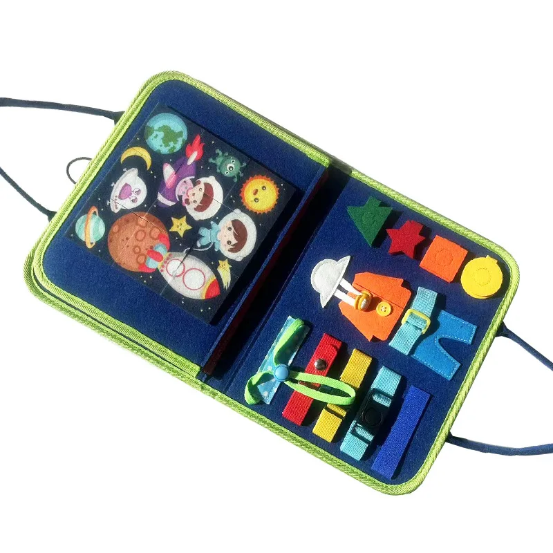 2023 new Busy Board Book Kids Sensory  Travel Toys Activities Learning Board Felt Toddler Busy Board For Kid