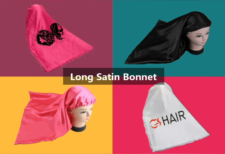 Low MOQ wig packaging silk bonnet satin with packaging bags free design for hair purchase satin drawstring logo bag for bundles