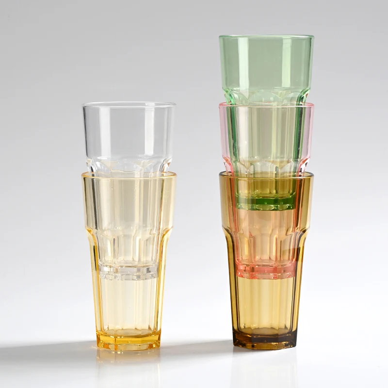 630ml Acrylic Octagonal Commercial Whiskey Cocktail Glass KTV Bar  PC Plastic Water Cup Beer Glass 630ml unbreakable