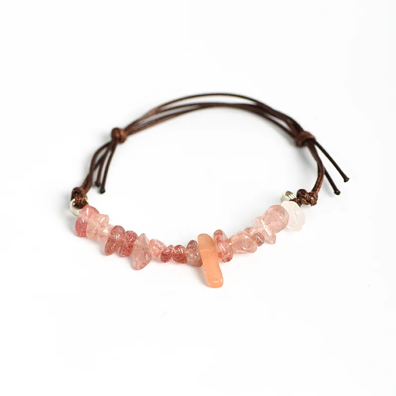 Fashion Women New Hot Natural Chip Stone adjustable Wax Cord Bracelets Thanksgiving day Mom Gifts Inexpensive gemstone Bracelets