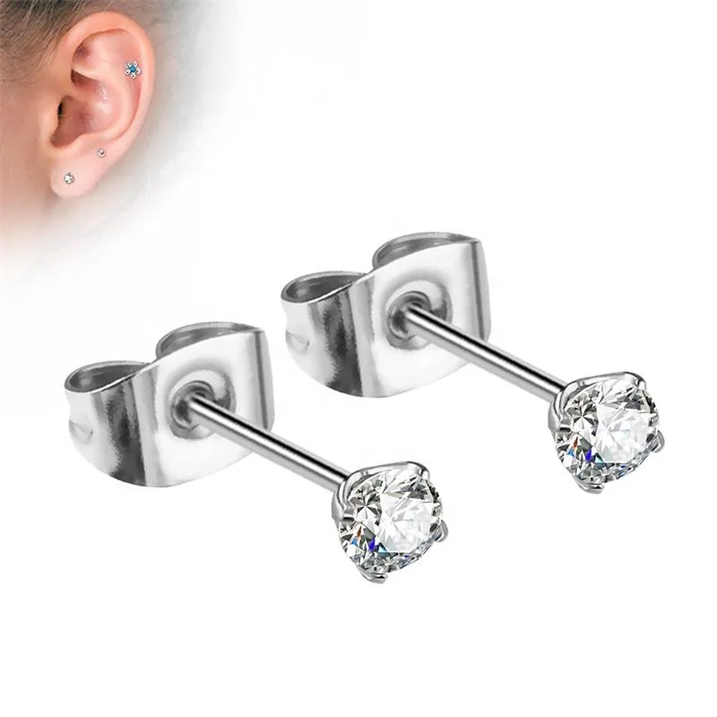 Серьги-гвоздики из Титана Для Пирсинга Ушей набор четырех закрепок круглые серьги с