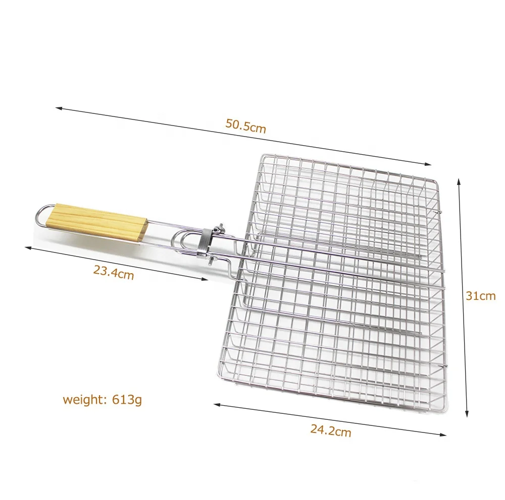 Deep Barbecue 430 Stainless Steel Vegetable Hot Dog Chicken Roaster Triple Fish Bbq Basket