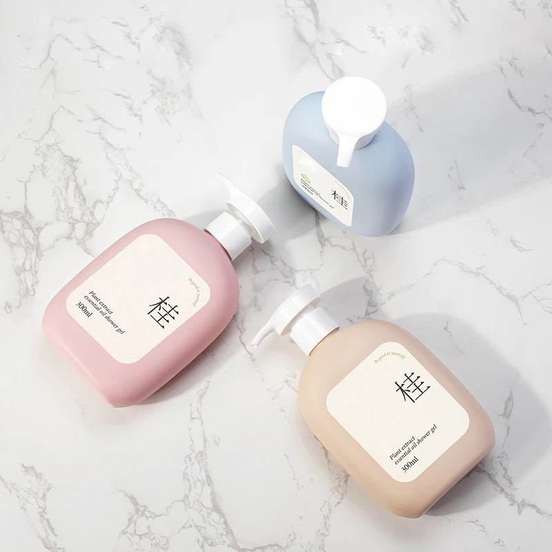High Quality HDPE Shampoo Body Wash Lotion Pump Bottle Plastic Round Bottle 300ml Skin Care Packaging Accepted