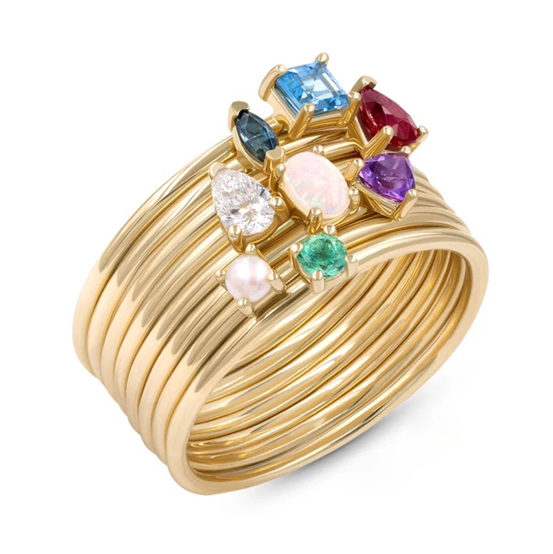 Gemnel custom eternity jewelry 925 sterling silver 18k gold minimalist wholesale price birthstone ring