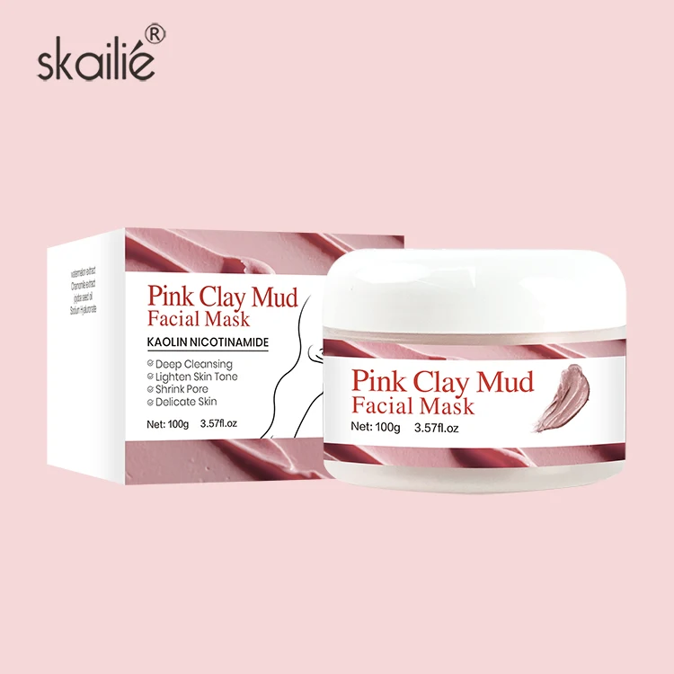 Custom Organic Skin Care Facial Deep Cleansing Nourishing Brighten Kaolin Rose Pink Clay Mask