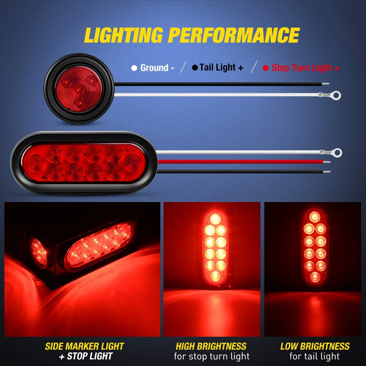 led trailer light 12v 24v rear tail marker side flashing solar strobe signal trailer led light