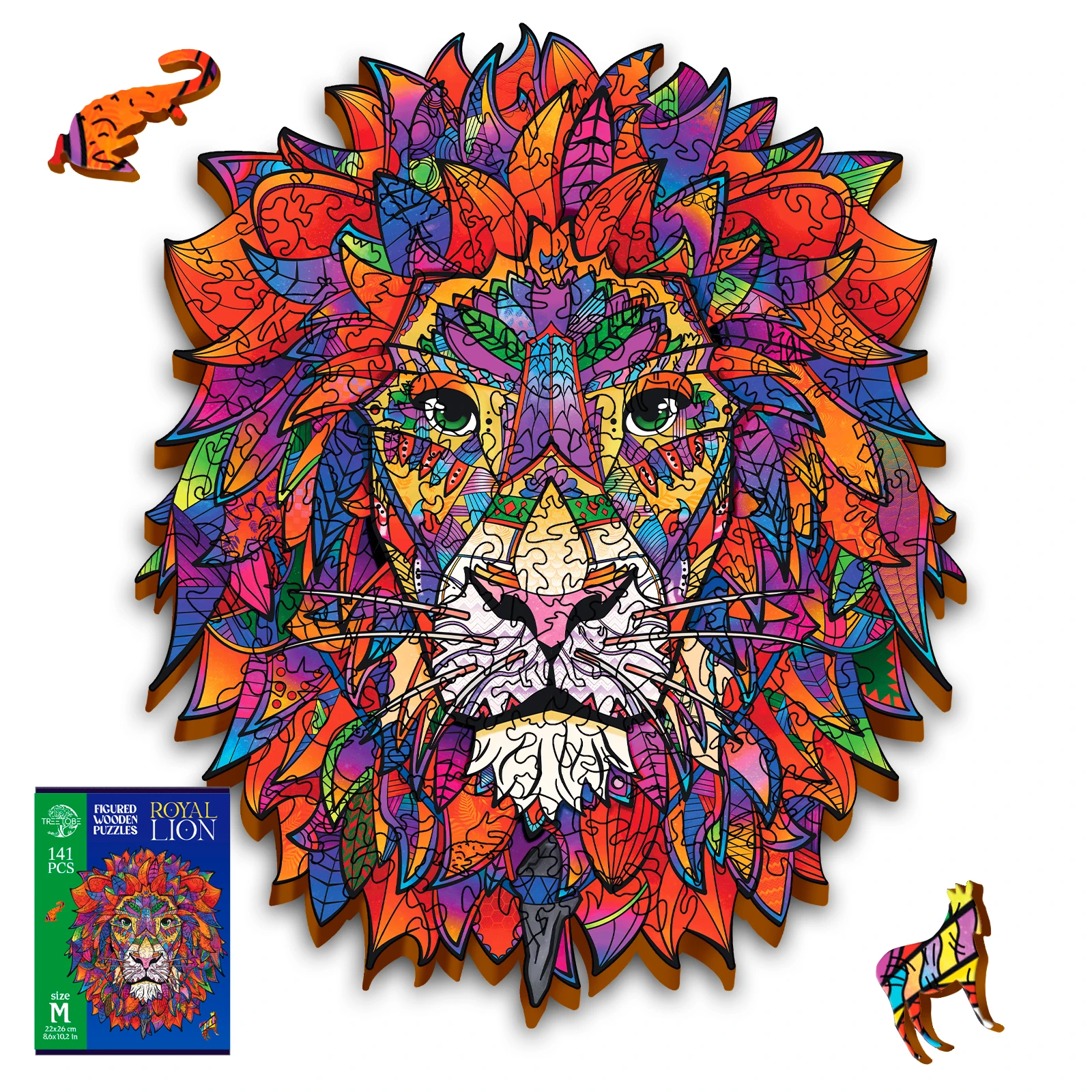 Jigsaw Puzzles Unique Wooden for Children and Adults Wooden Puzzle. Gift for Family Board Game Imperial Lion M Size 141 Pieces