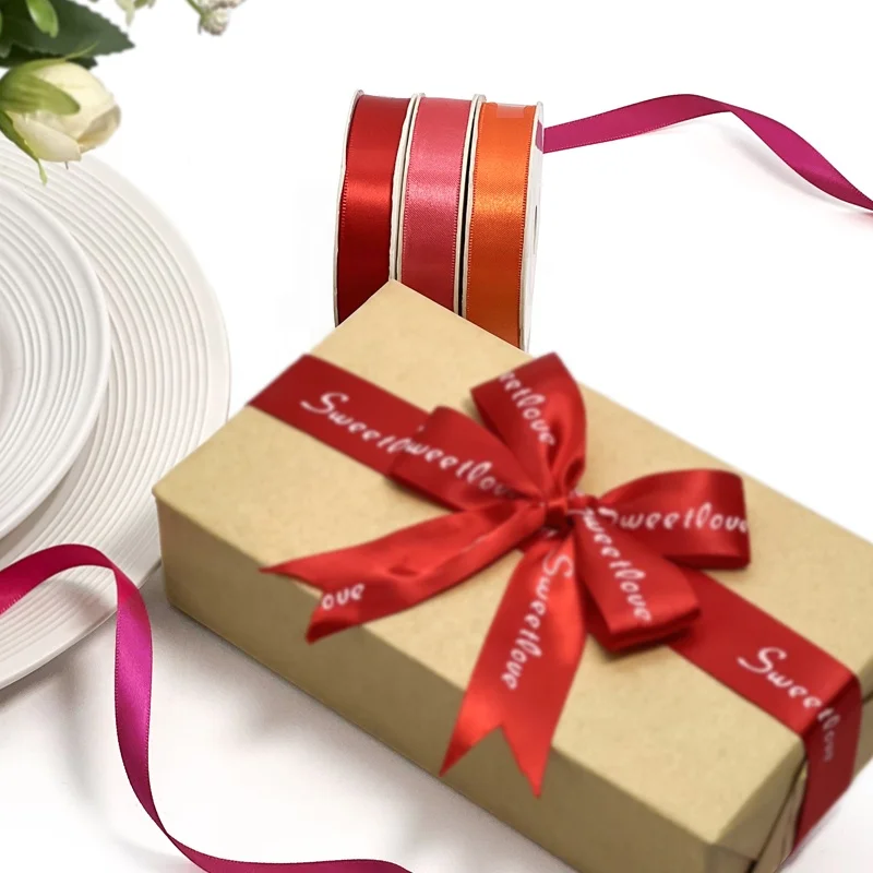 Customized Christmas Gift Ribbon Satin 1 1/2 Satin Ribbon Roll 4cm 100 Yards For Wedding Party Decoration