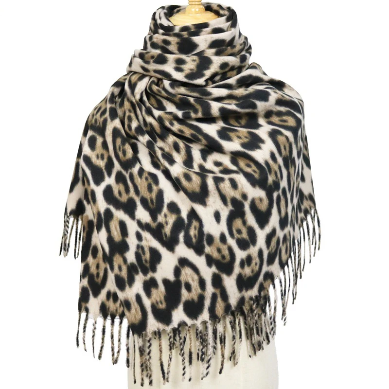 Fashion hot sale soft winter women animal printed leopard acrylic scarf