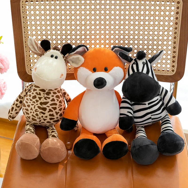 New Wholesale Stuffed Jungle Safari Zoo Animals Plush Toy Claw Machine Wedding Throw Gift Dolls Forest Bear Tiger Lion Toys