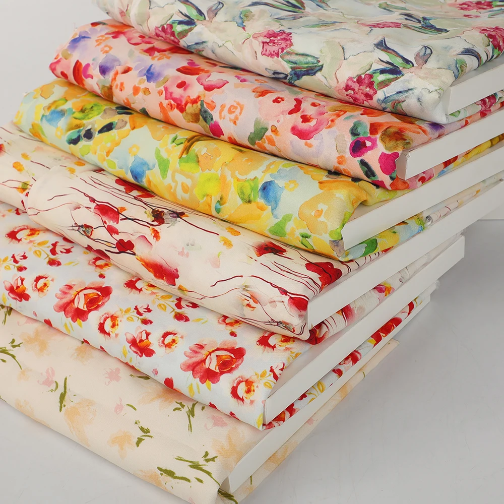 luxury 3d printing digital printed 100% tencel twill fabric manufacture for garment 180GSM