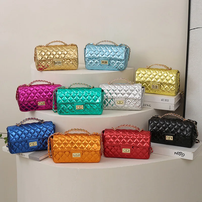 New Design Shimmer Glossy Women Handbags Luxury Designer Candy Ladies Colorful Crossbody Bags Leather Shoulder Sling Purse Bags