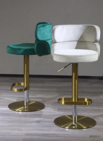 Light luxury stainless steel bar chair front platform red lift rotary back bar chair